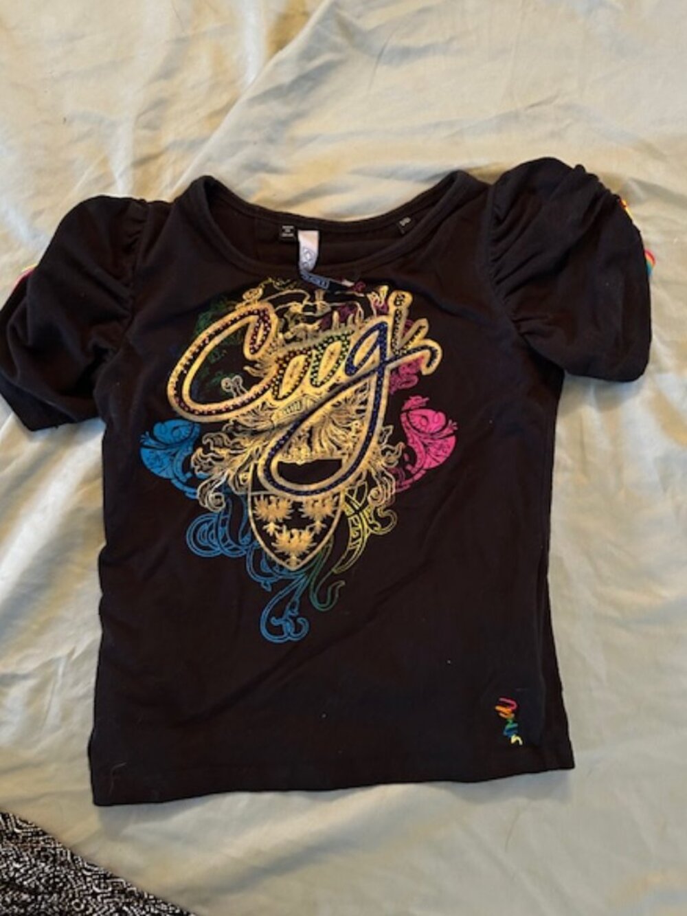 🌟 coogi girls shirt size 4 4t black graphic small shirt four